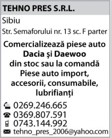 TEHNO PRES S.R.L. - Comert piese auto